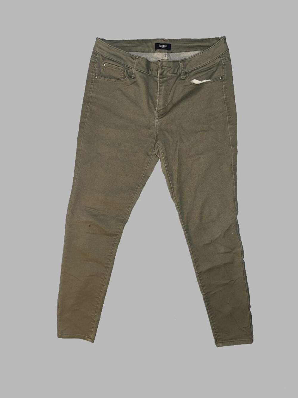 Kensie Jeans Knockout Skinny Olive Green Denim Pants Size 8 / 29 Mid Rise